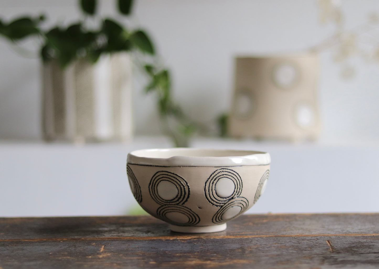 Bowl - White Circles - Medium