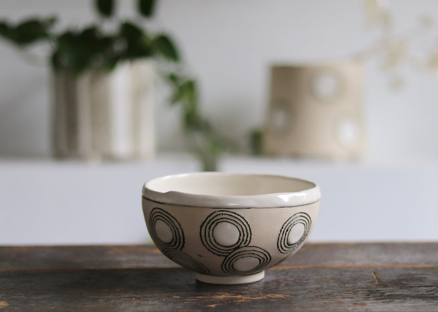 Bowl - White Circles - Medium