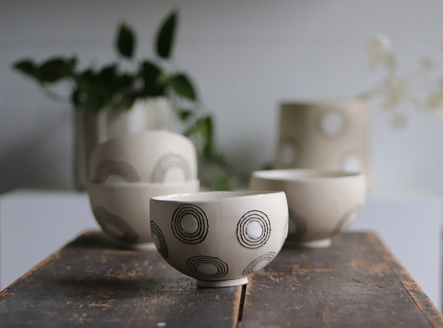 Bowl - White Circles - Medium