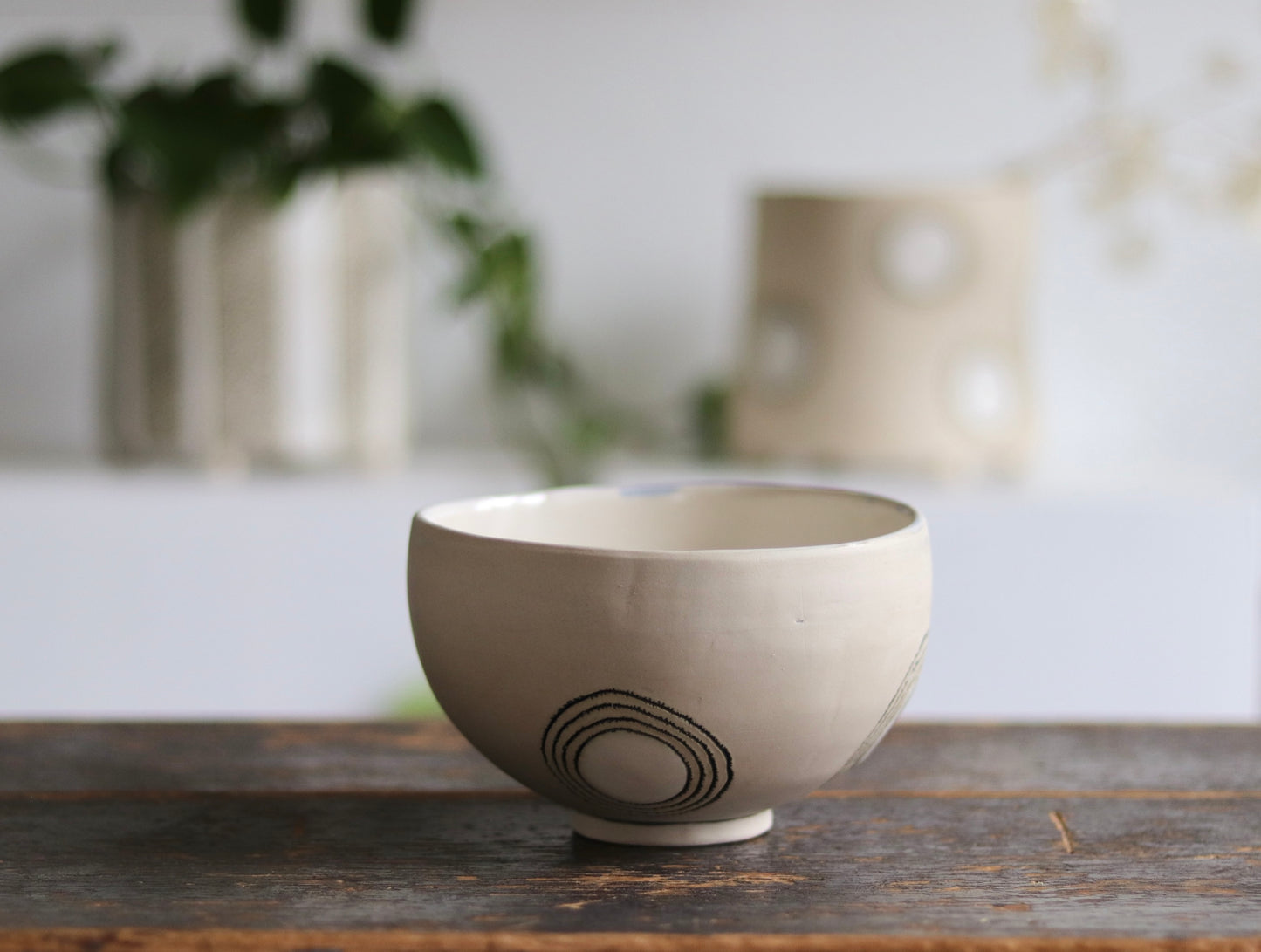 Bowl - White Circles - Medium