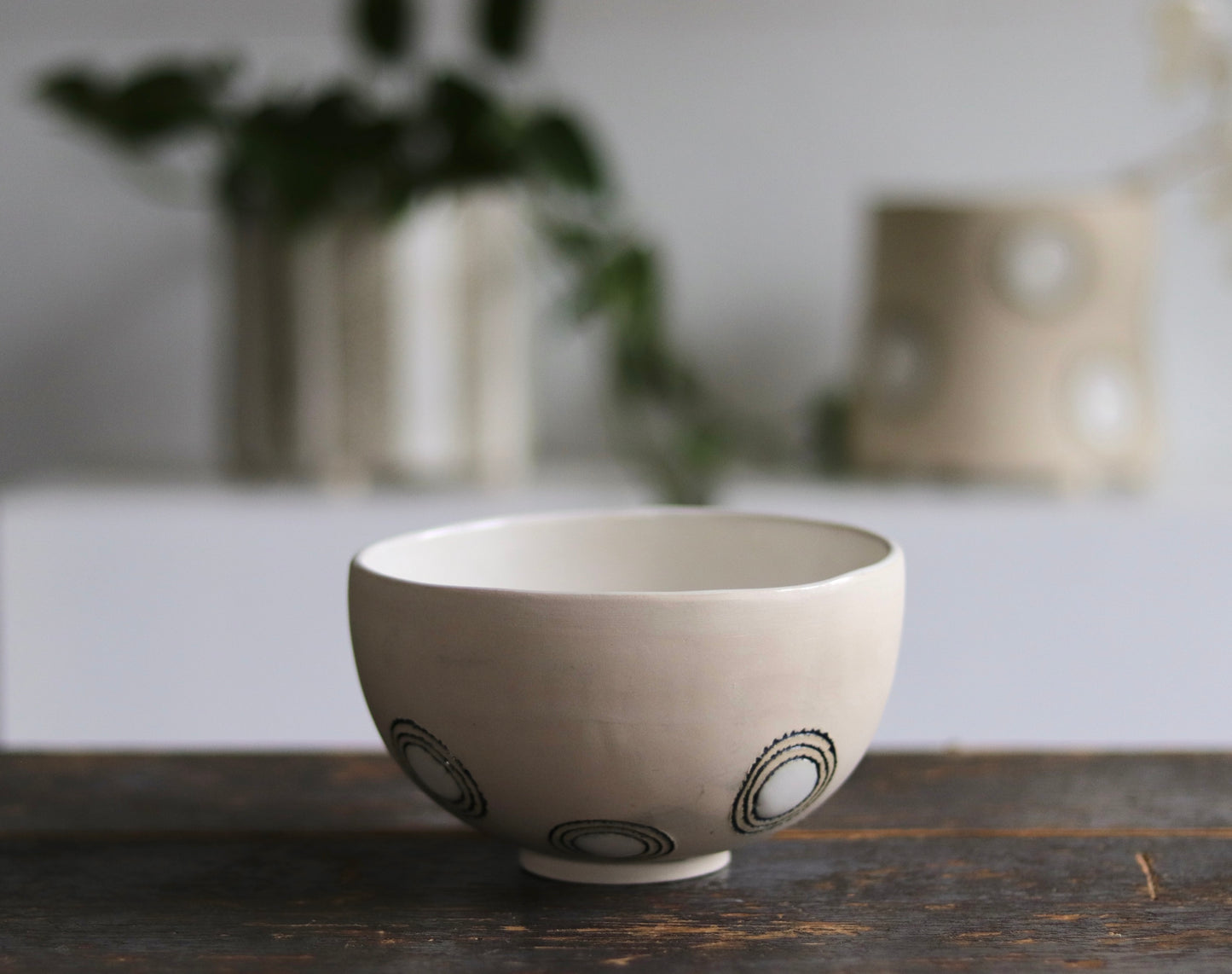 Bowl - White Circles - Medium