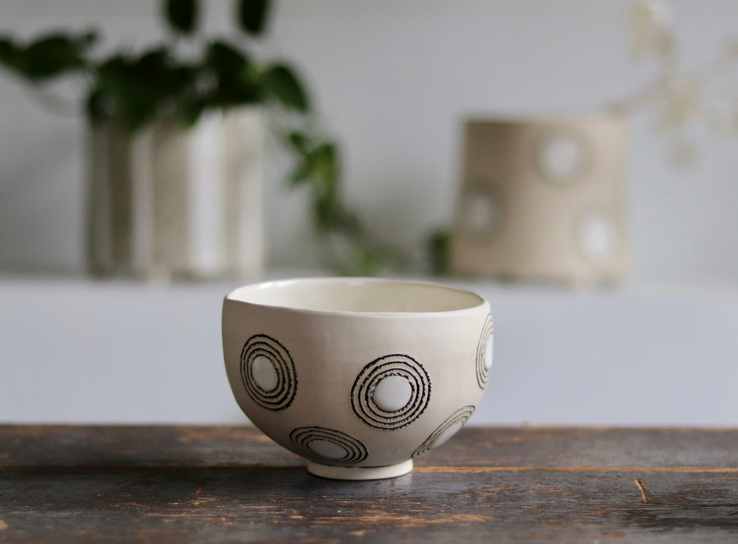 Bowl - White Circles - Medium