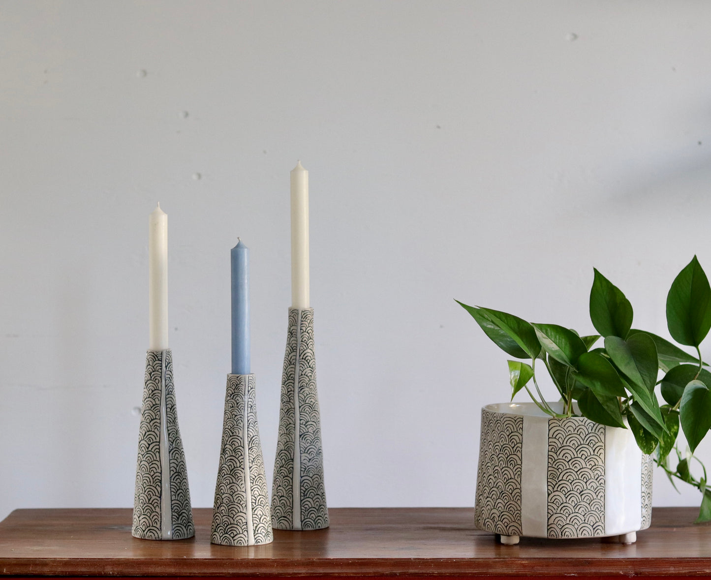 Candle Holder - White Scale