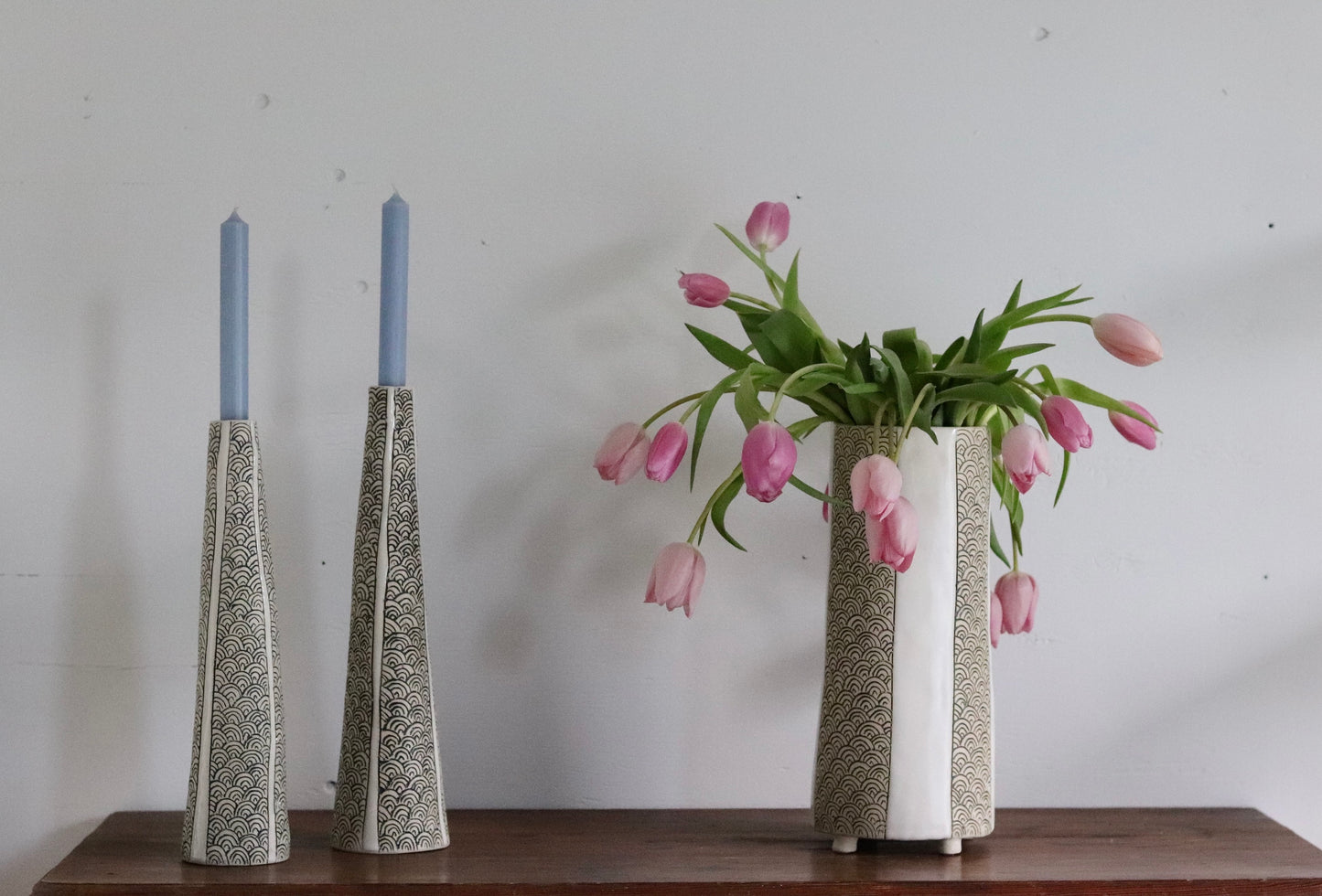 Candle Holder - White Scale