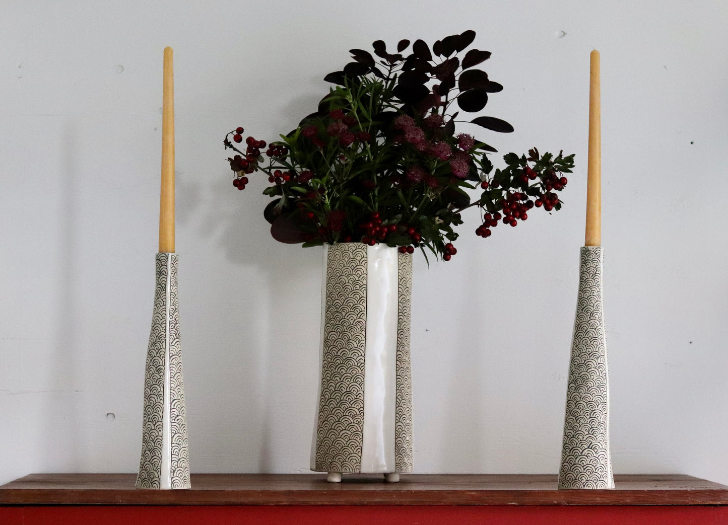 Candle Holder - White Scale