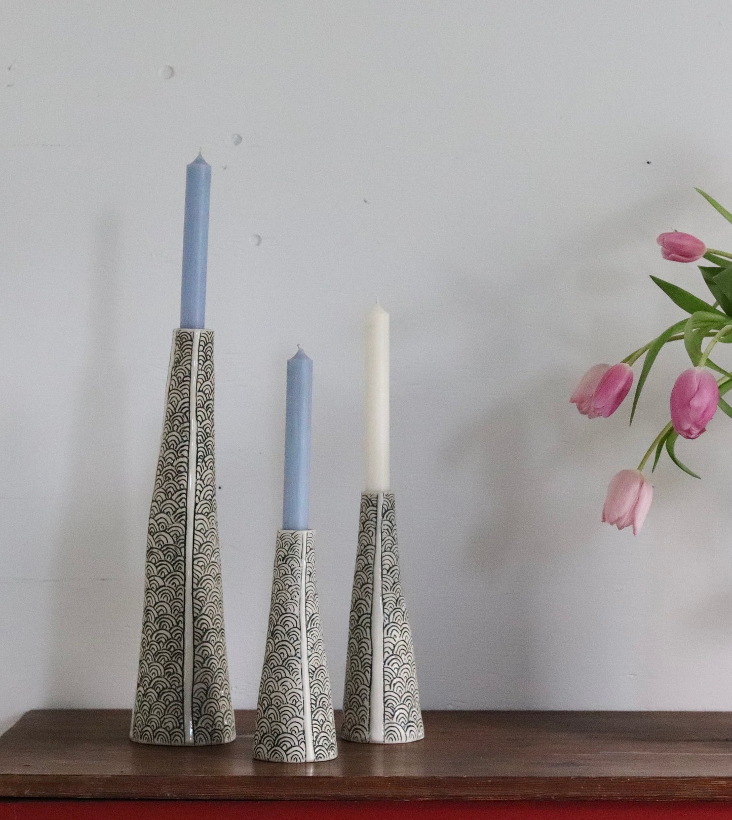 Candle Holder - White Scale