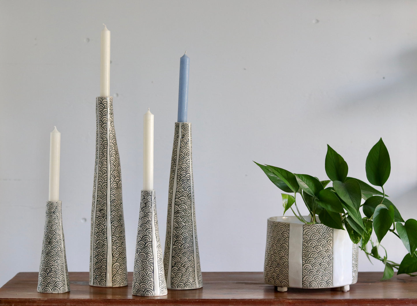 Candle Holder - White Scale