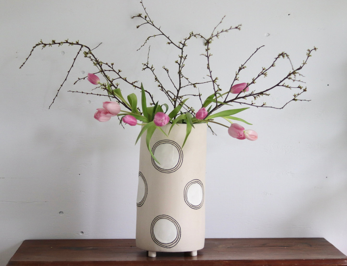 Vase - Circles - White - Tall