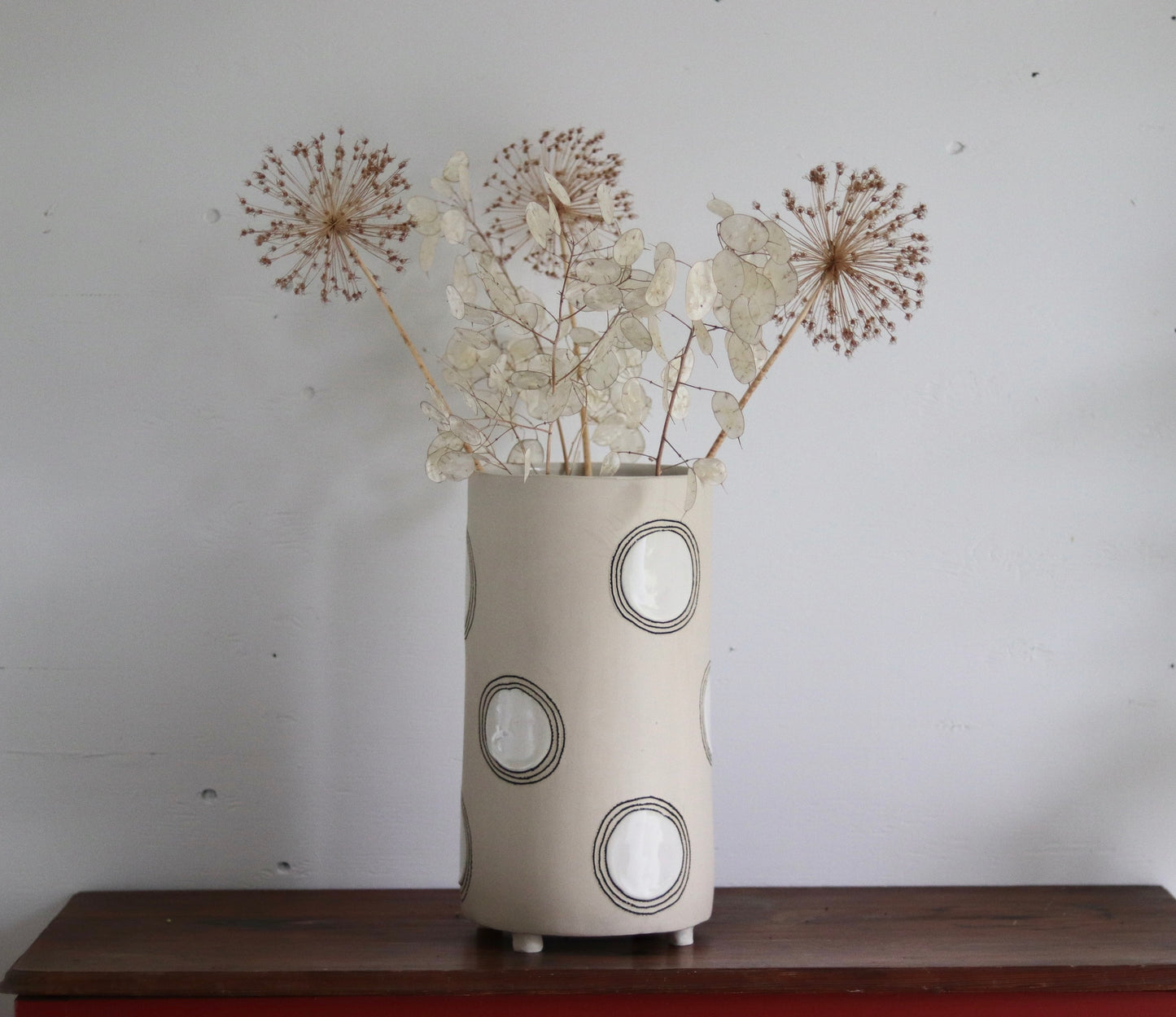 Vase - Circles - White - Tall