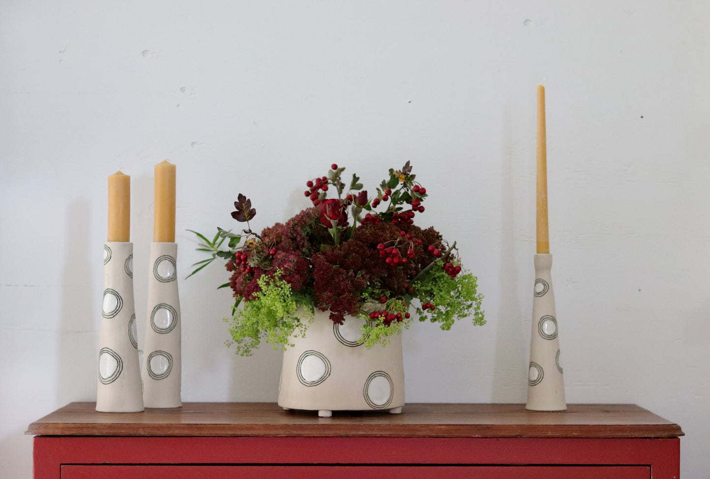 Vase - Circles - White - Short