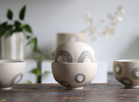 Bowl - White Circles - Medium