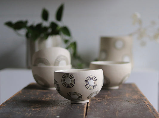 Bowl - White Circles - Medium
