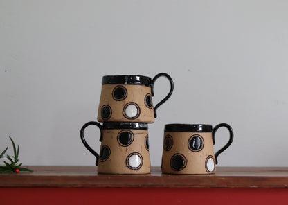 Mug - Dots - Black, Brown & White