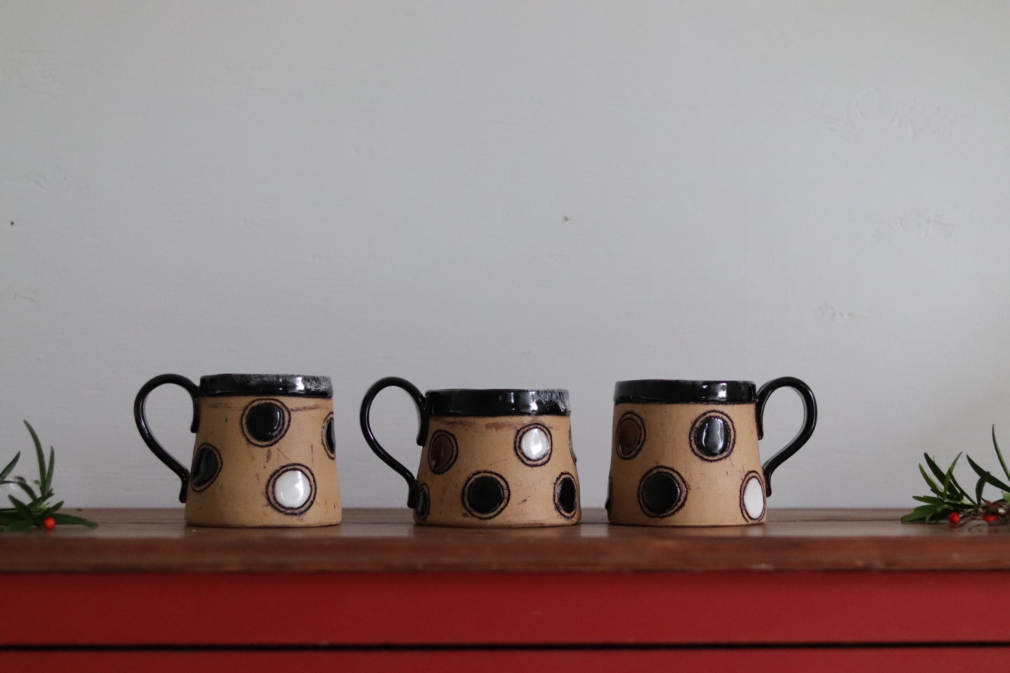 Mug - Dots - Black, Brown & White