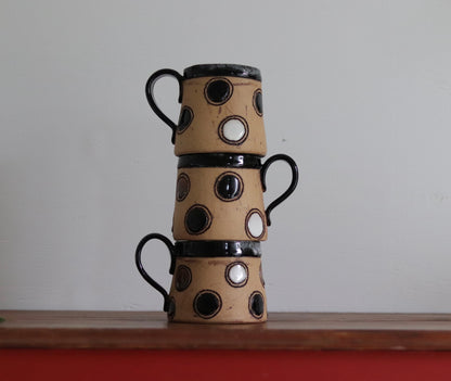 Mug - Dots - Black, Brown & White