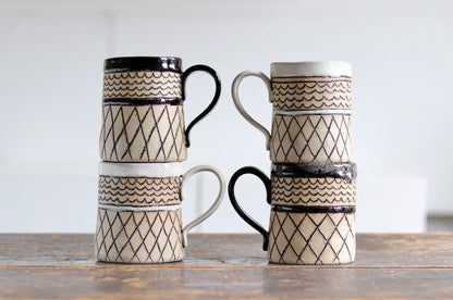 Mug - Keffiyeh - White w Black Rim