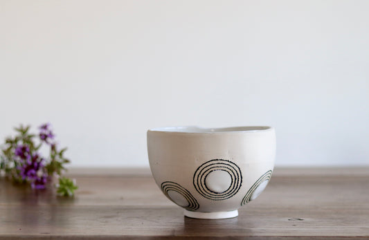 Bowl - White Circles - Medium