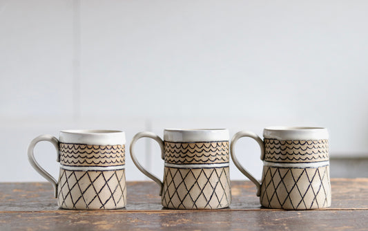 Mug - Keffiyeh - White w White Rim