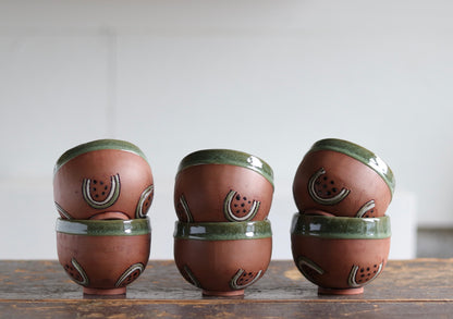 Bowl - Watermelon - Dark Red w Green Rim - Small