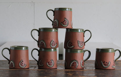Mug - Watermelon - Dark Red w Green Rim