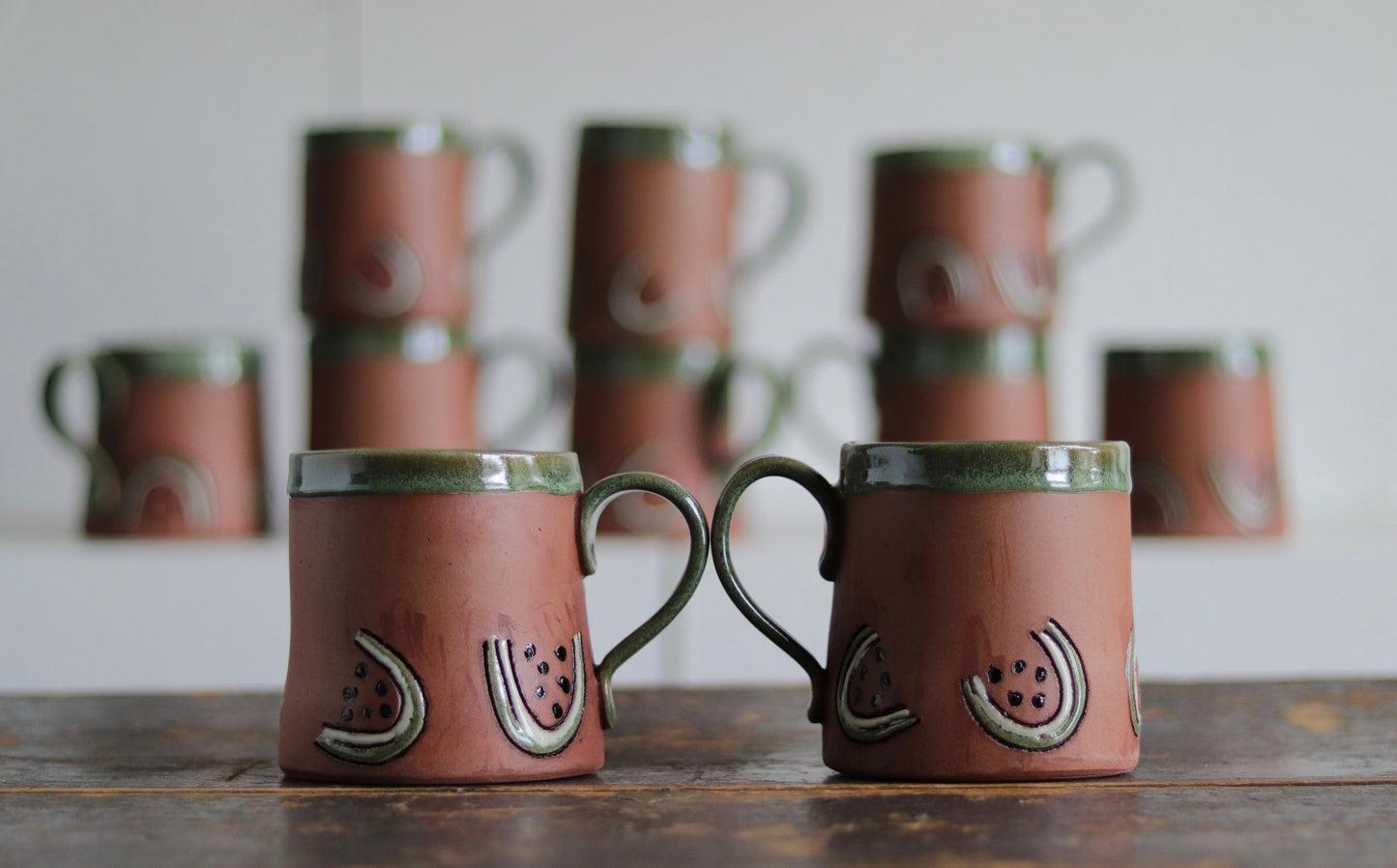 Mug - Watermelon - Dark Red w Green Rim