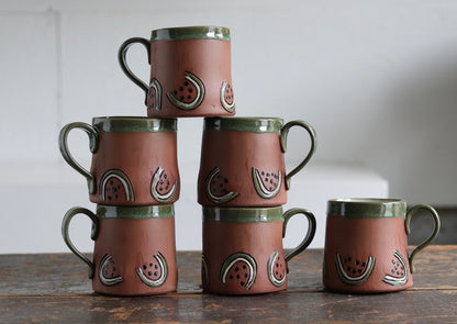 Mug - Watermelon - Dark Red w Green Rim